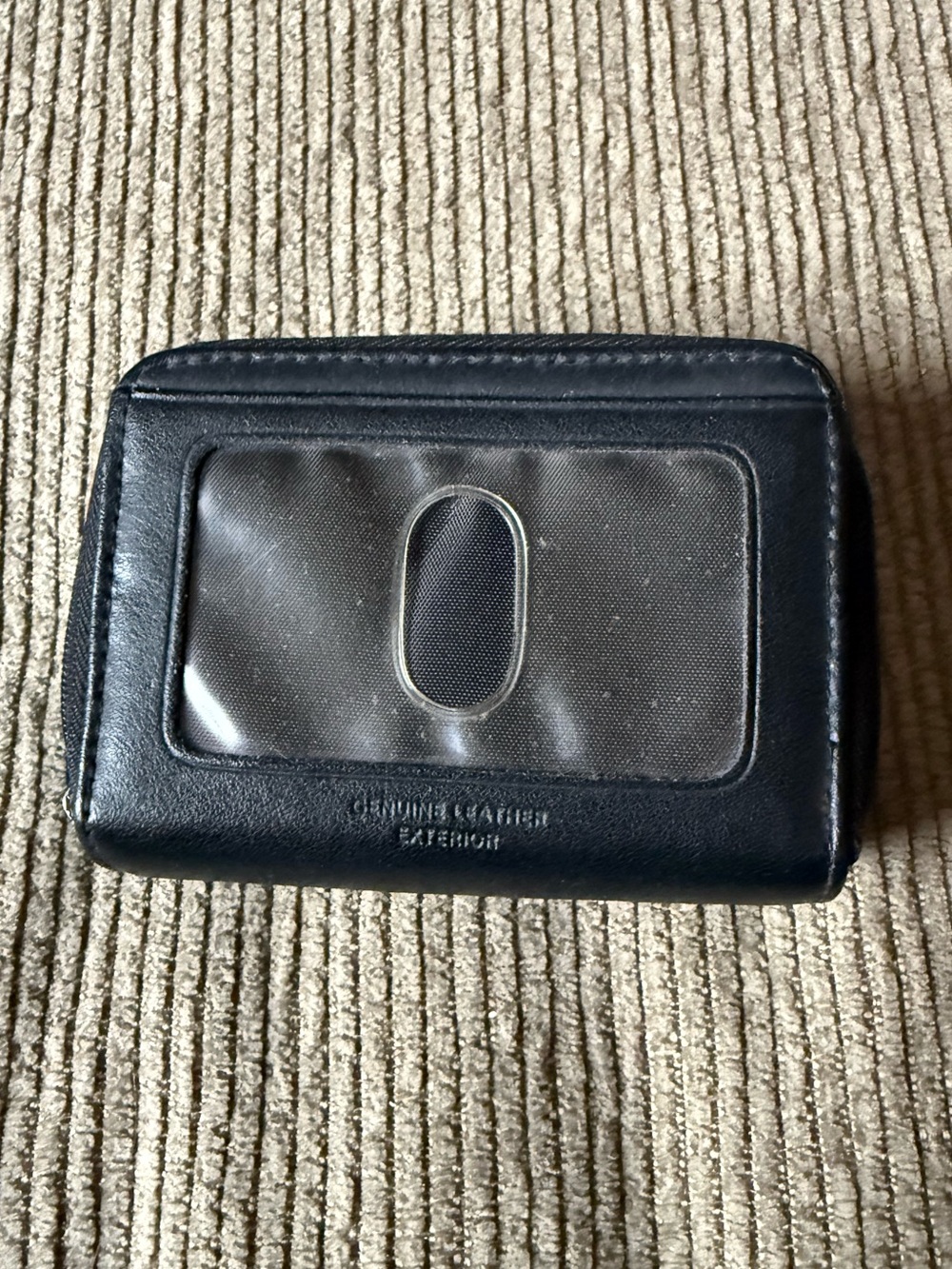 Buxton Black Leather ID Wallet with Clear Window